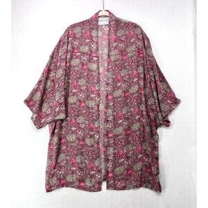 Anthropologie Andersen & Lauth Kimono Women OS Pink Floral Boho Fairy Coquette